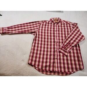 Duck Head Men's Red Plaid Long Sleeve Button-Down Shirt Large EUC Wrinkle Resist